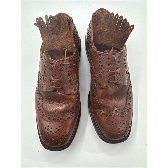 PARABOOT Dress Shoes Mens 7 Brown Wingtip Flap Cuir Cousu Goodyear France - Picture 4 of 15